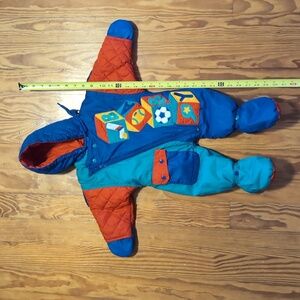 Vintage London Fog One-piece Quilted Applique Snowsuit 6-9 months Primary Colors